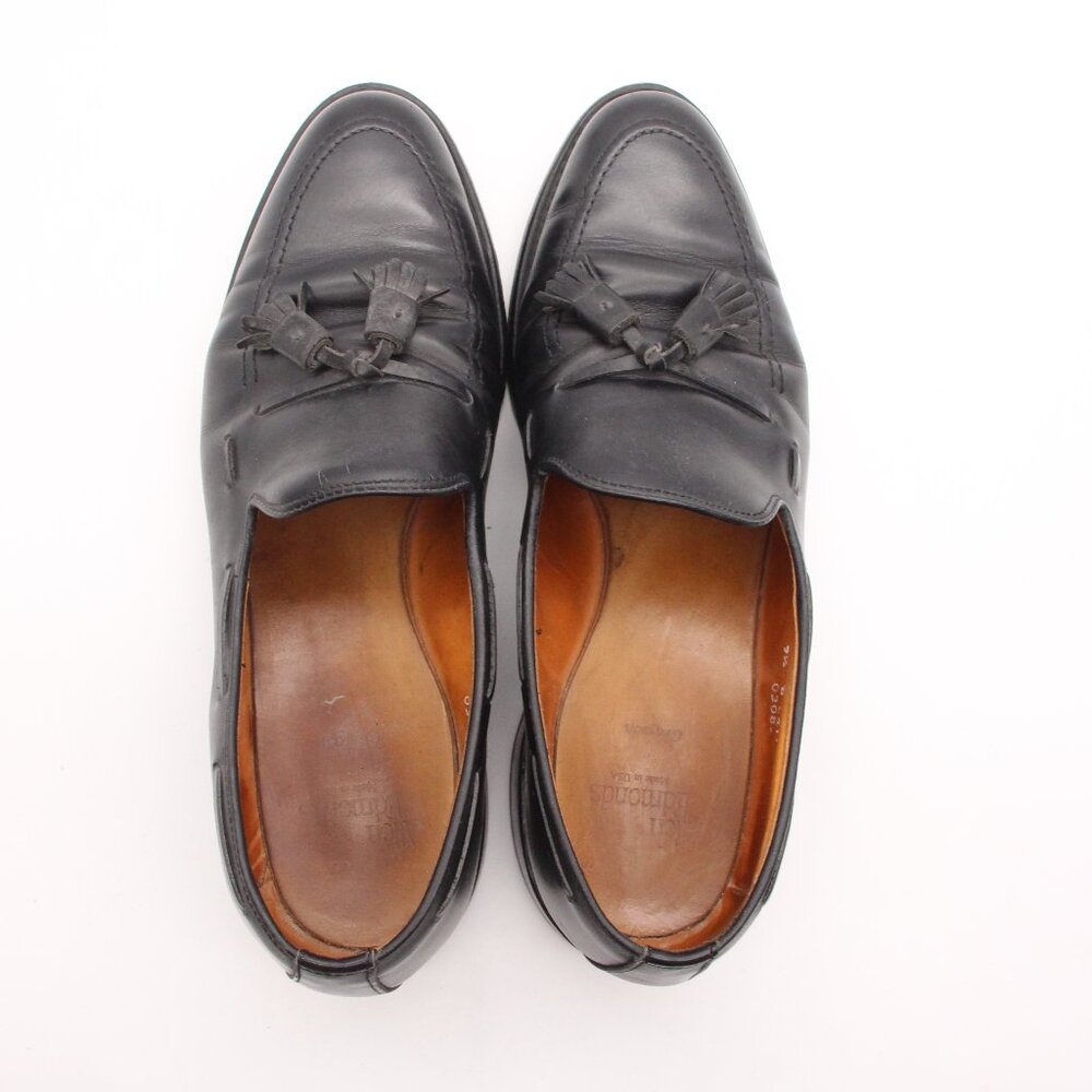 Allen Edmonds Grayson Dress Shoes Mens 9.5 D Black Loafers Slip-On Tassels - Picture 8 of 11